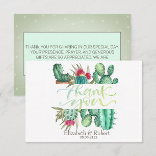 Remerciements Carte de remerciement Aquarelle Cactus du désert P