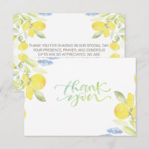 Remerciements Carte de remerciement aquarelle citrons