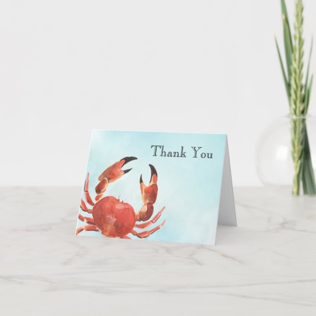 Remerciements Carte de remerciement aquarelle crustacés crabes (Devant)