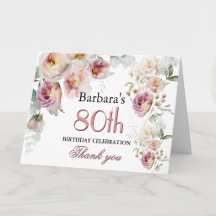 Carte de remerciement aquarelle florale pour 80e a