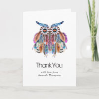 Carte de remerciement attrape-rêves de hibou améri