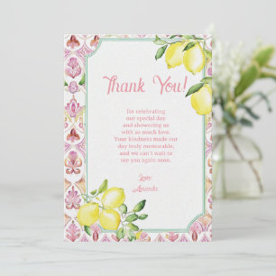 Remerciements Carte de Remerciement au Citron Italien Rose Jaune