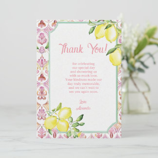 Remerciements Carte de Remerciement au Citron Italien Rose Jaune
