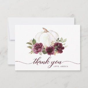 Remerciements Carte de remerciement automnal Floral Burgundy Pum
