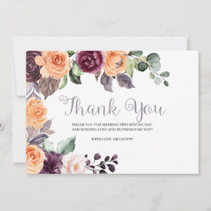 Remerciements Carte de remerciement automnale florale pêche pour