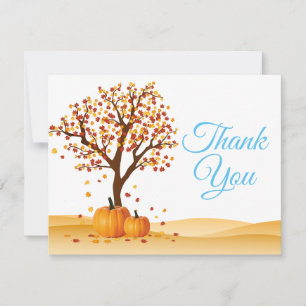 Remerciements carte de remerciement Automne Arbres Citrouille