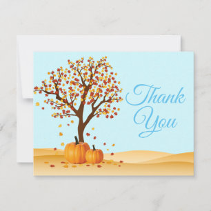 Remerciements carte de remerciement Automne Arbres Citrouille