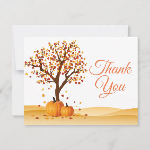 Remerciements carte de remerciement automne arbres citrouille