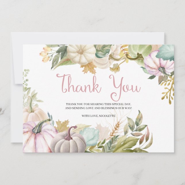 Remerciements Carte de remerciement automne citrouille (Devant)