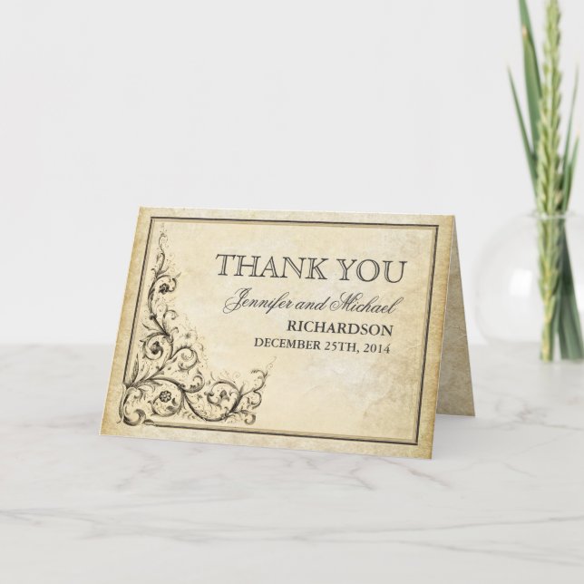 Remerciements carte de remerciement aux fioritures vintage (Devant)
