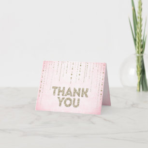 Remerciements Carte de remerciement avec aspect paillettes rose 