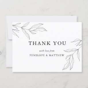 Remerciements Carte de remerciement avec feuillage en dessin au 