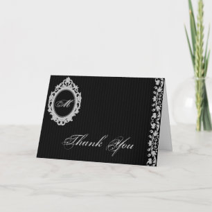 Remerciements Carte de remerciement avec monogramme à cadre goth