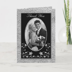 Remerciements Carte de remerciement avec photo à motif floral no