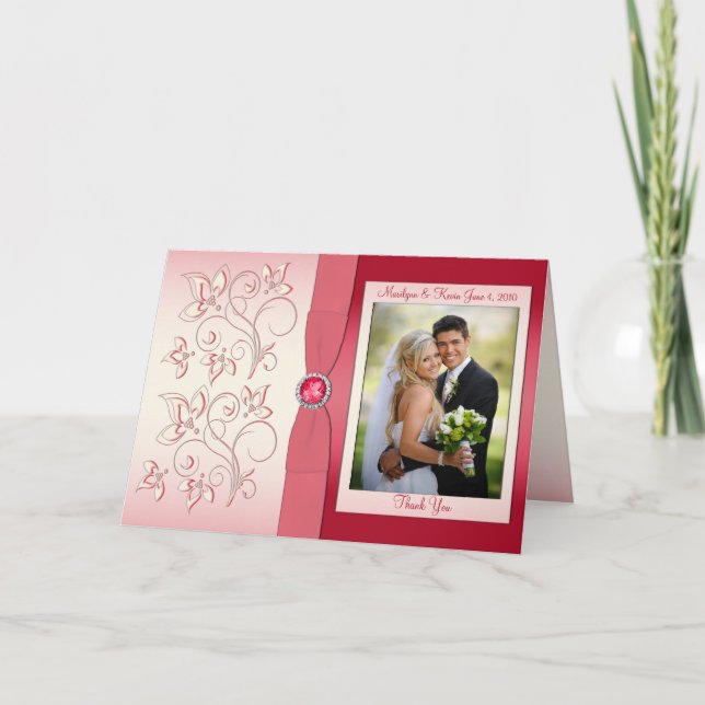 Remerciements Carte de remerciement avec photo Pastèque Rose (Devant)