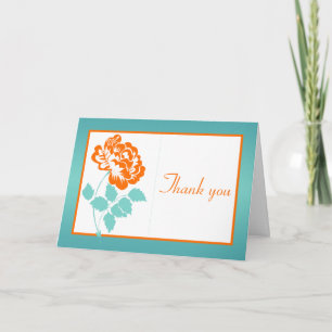 Remerciements Carte de remerciement avec pivoine orange sur fond