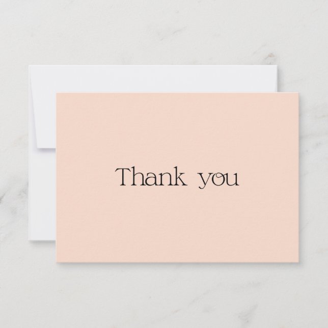Remerciements Carte de remerciement avec typographie pêche paste (Devant)