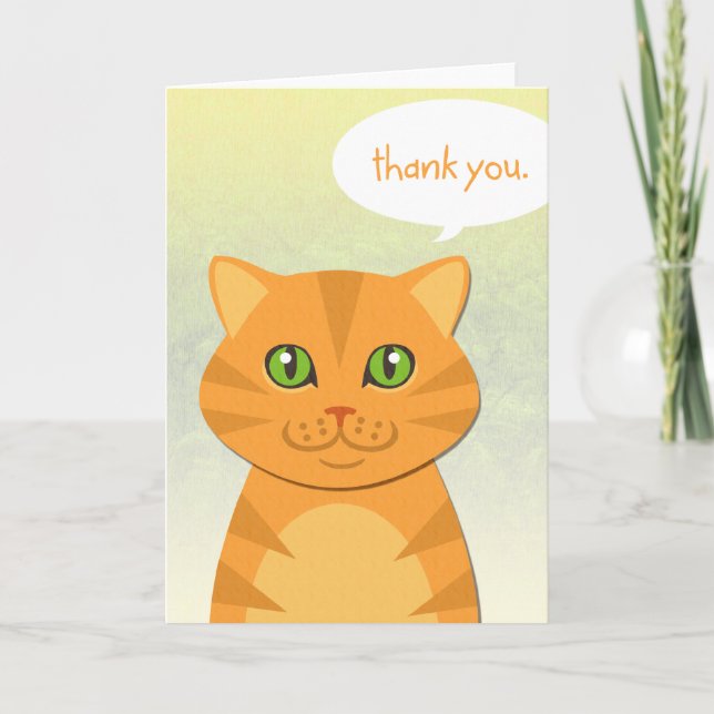 Remerciements Carte de remerciement avec un chat orange tigré mi (Devant)