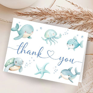 Remerciements Carte de remerciement Baby Shower Bleu Océan 'Sous