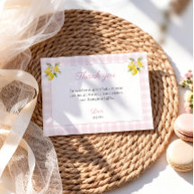 Carte de remerciement Baby Shower citron rose à ca