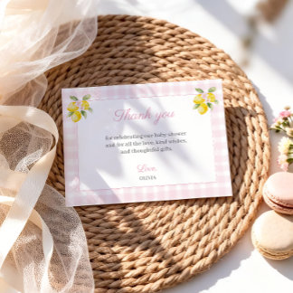 Remerciements Carte de remerciement Baby Shower citron rose à ca