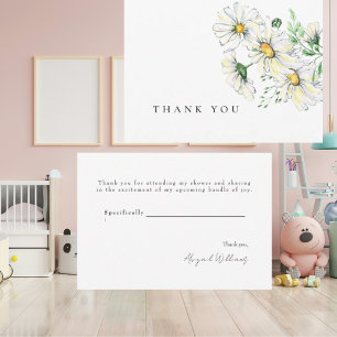 Remerciements Carte de remerciement Baby Shower Marguerites blan