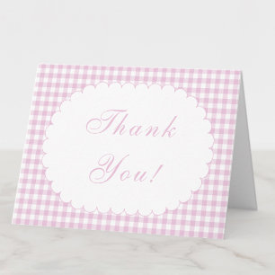 Remerciements Carte de remerciement Baby Shower Rose Gingham