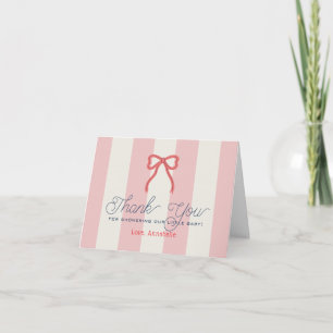 Remerciements Carte de remerciement Baby Shower Ruban Rouge & Ra