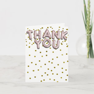 Remerciements Carte de Remerciement Ballons Rose Gold Confettis 