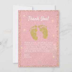 Remerciements Carte de remerciement bébé fille empreinte de pied