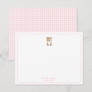 Remerciements Carte de remerciement bébé fille Ourson mignon