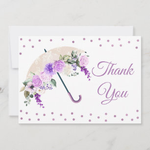 Remerciements Carte de remerciement bébé Fleur Violette Paraplui