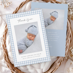 Remerciements Carte de remerciement bébé garçon à motif gingham