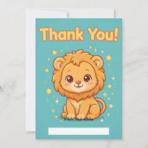 Carte de remerciement bébé lionceau