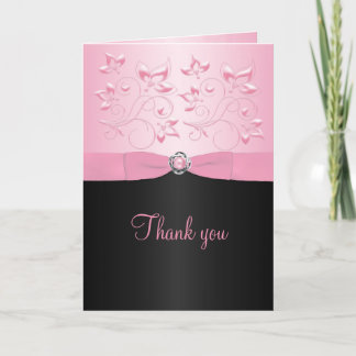 Remerciements Carte de remerciement Black and Pink Pearl Lovekno