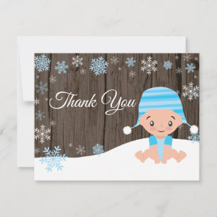 Remerciements Carte de remerciement bleu bonhomme de neige d'hiv