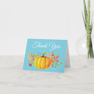 Remerciements Carte de remerciement bleu citrouille automne aqua