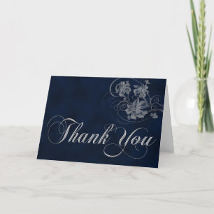 Remerciements Carte de remerciement bleu foncé et argent
