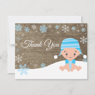 Remerciements Carte de remerciement bleue de bonhomme de neige d