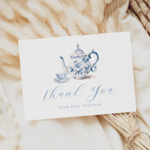 Remerciements Carte de remerciement Blue Tea Party
