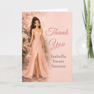 Remerciements Carte de remerciement Blush Pink Sweet 16 Descript