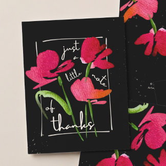 Remerciements Carte de remerciement Boho Red Wildflower Script 