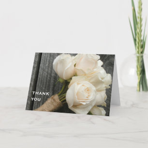 Remerciements Carte de remerciement Bouquet Blanc & Bois de gran