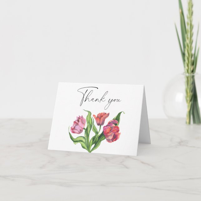 Remerciements Carte de remerciement bouquet de fleurs à l'aquare (Devant)