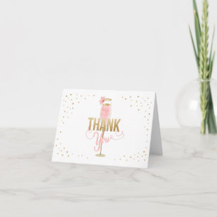 Remerciements Carte de remerciement Brunch et Bubbly Gold Pink S