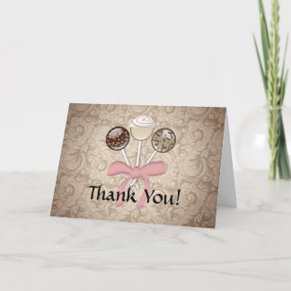 Remerciements Carte de remerciement Cake Pop au damas de cacao é