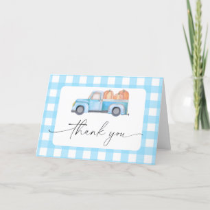 Remerciements Carte de remerciement camion bleu citrouille