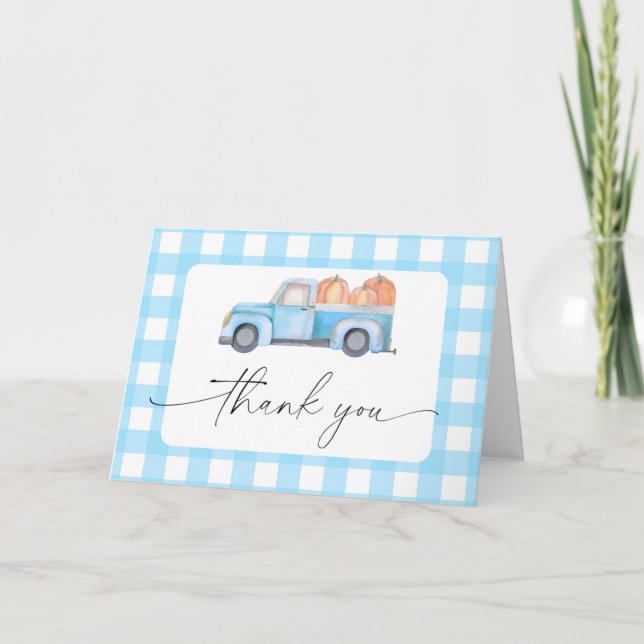 Remerciements Carte de remerciement camion bleu citrouille (Devant)