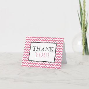 Remerciements Carte de remerciement Chevron Rose et Blanc