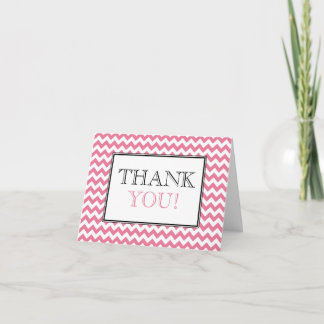 Remerciements Carte de remerciement Chevron Rose et Blanc